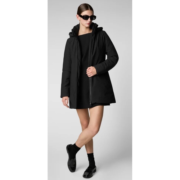 Brand New Women's Save The Duck Lila Designer Coat, Black, Slim Fit, Padded - Picture 2 of 8